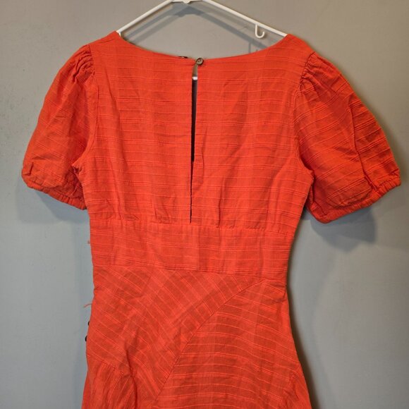 Free People Dress Catch The Light Orange Short Sleeve Womens Medium - Picture 4 of 11